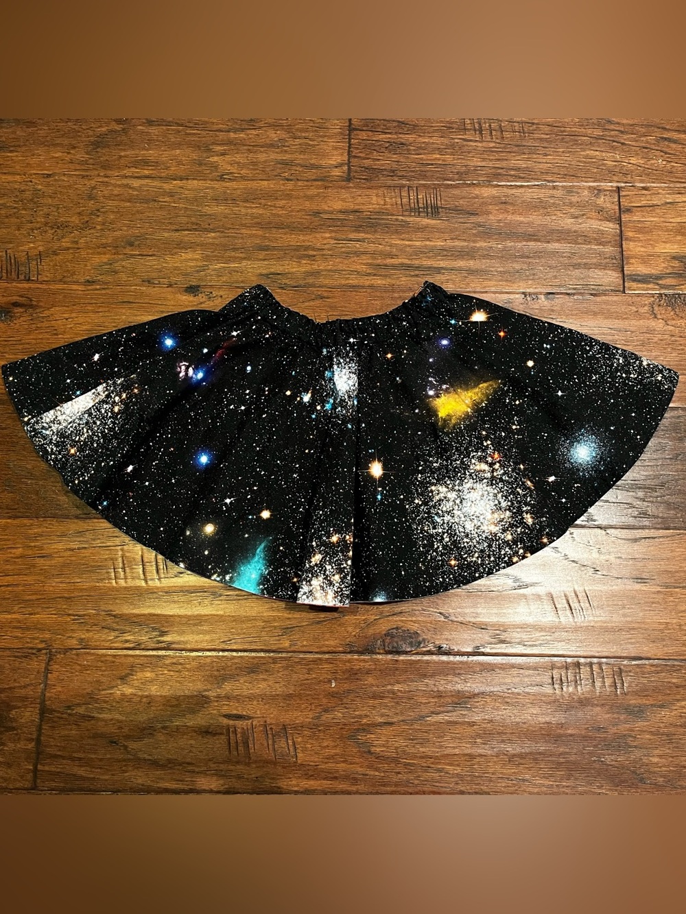 Girls' Reversible Black Galaxy Print/Rainbow Print Twirl Skirt